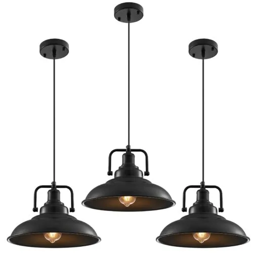 Black Farmhouse Pendant Light 3-Pack