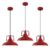 Red Farmhouse Pendant Lights 3 Packs, Metal Pendant Lights Kitchen Island, Industrial Pendant Light, Hanging Island Pendant Light, Barn Light for Kitchen, Living Room, Bedroom, Hallway