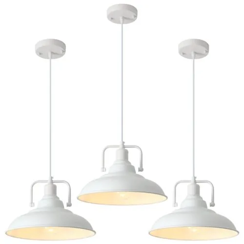 White Farmhouse Industrial Pendant Light 3-Pack