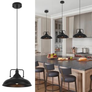 Black Pendant Light, Large Pendant Light 15.7" 3 Packs, Modern Farmhouse Pendant Lights, Kitchen Pendant Lights, Pendant Lighting Kitchen Island for Kitchen, Living Room