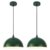 Farmhouse Pendant Light, 9.4inch, 2 Packs- Green Industrial Kitchen Pendant Lights, Pendant Lights Kitchen Island, Pendant Light for Bedroom, Office, Kichen Sink, Library