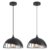 Black Pendant Light, 2 Packs 11.8inch Farmhouse Pendant Light, Modern Pendant Lights, Pendant Lights Kitchen Island for Living Room, Bar, Bedroom, Office