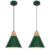 Farmhouse Pendant Light, 9.4inch, 2 Packs- Green Industrial Kitchen Pendant Lights, Pendant Lights Kitchen Island, Pendant Light for Bedroom, Office, Kichen Sink, Library