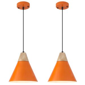 Kitchen Pendant Lights,11.8inches 2 Packs Orange Pendant Light, Farmhouse Pendant Light, Pendant Lights Kitchen Island for Living Room, Bedroom, Dinning Room