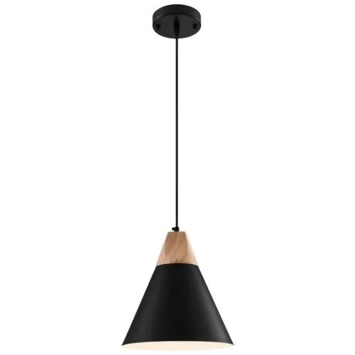 Black Wood and Metal Farmhouse Pendant Light 9.4
