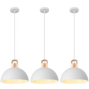 Farmhouse Pendant Light; 3 Packs 11.8 inch White Pendant Light; Kitchen Pendant Lights; Industrial Pendant Lighting; Pendant Lights Kitchen Island for Bedroom; Living Room; Library; Office