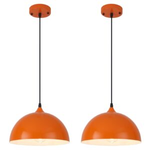 Orange Kitchen Pendant Lights,11.8inches 2 Packs Pendant Light, Farmhouse Pendant Light, Pendant Lights Kitchen Island for Living Room, Bedroom, Dinning Room