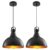Black Pendant Lights 2 Pack, Farmhouse & Industrial Pendant Lights for Kitchen, Bedroom & Office