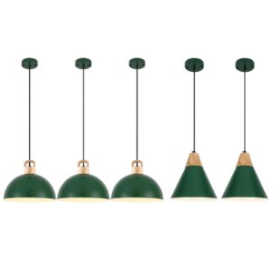 Farmhouse Pendant Light, Green Pendant Light 2 Packs 9.4inch, Kitchen Pendant Light, Industrial Pendant Light, Farmhouse Pendant Lights Kitchen Island for Kitchen, Bedroom, Bar