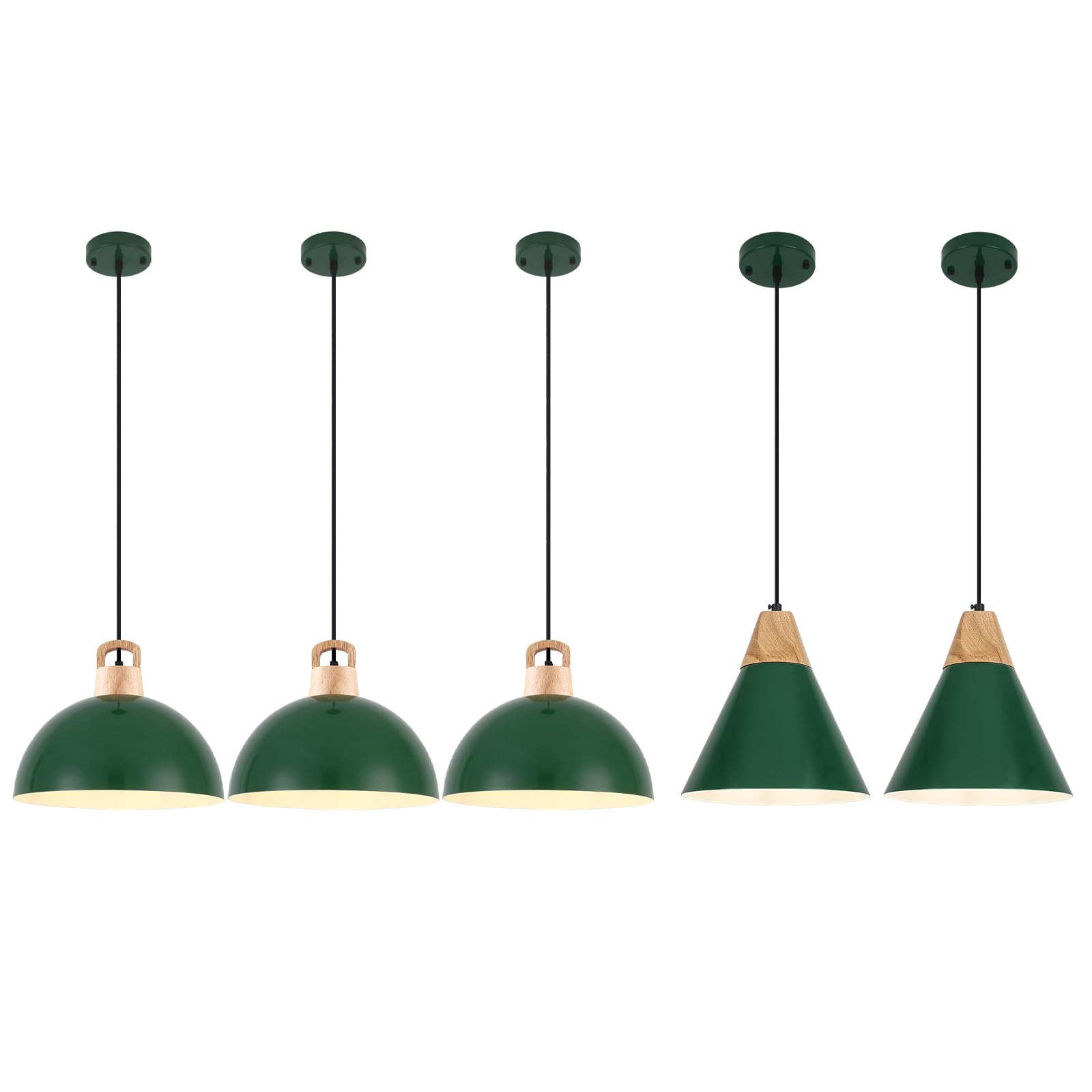 Farmhouse Pendant Light, Green Pendant Light 2 Packs 9.4inch, Kitchen Pendant Light, Industrial Pendant Light, Farmhouse Pendant Lights Kitchen Island for Kitchen, Bedroom, Bar