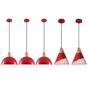 Farmhouse Pendant Light, Red Pendant Light 2 Packs 9.4inch, Kitchen Pendant Light, Industrial Pendant Light, Farmhouse Pendant Lights Kitchen Island for Kitchen, Bedroom, Bar