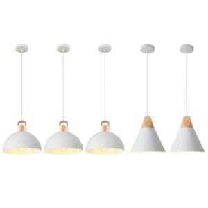 Farmhouse Pendant Light, White Pendant Light 2 Packs 9.4inch, Kitchen Pendant Lights, Industrial Pendant Light, Farmhouse Pendant Lights Kitchen Island for Kitchen, Bedroom, Bar