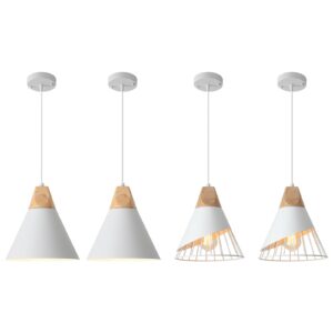 Farmhouse Pendant Light, 2 Packs, 9.4 inch, White, Kitchen, Bedroom, Bar