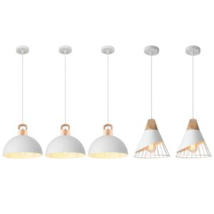 Farmhouse Pendant Light, White Pendant Light 2 Packs 9.4inch, Kitchen Pendant Lights, Industrial Pendant Light, Farmhouse Pendant Lights Kitchen Island for Kitchen, Bedroom, Bar