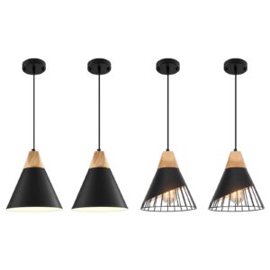 Black Pendent Light 2 Packs 9.4 inches, Kitchen Pendant Light, Farmhouse Pendant Light, Industrial Pedant Light, Black Pendant Lights Kitchen Island for Kitchen, Bar, Bedroom