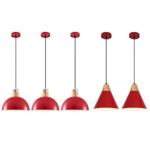 Farmhouse Pendant Light, Red Pendant Light 2 Packs 9.4inch, Kitchen Pendant Light, Industrial Pendant Light, Farmhouse Pendant Lights Kitchen Island for Kitchen, Bedroom, Bar