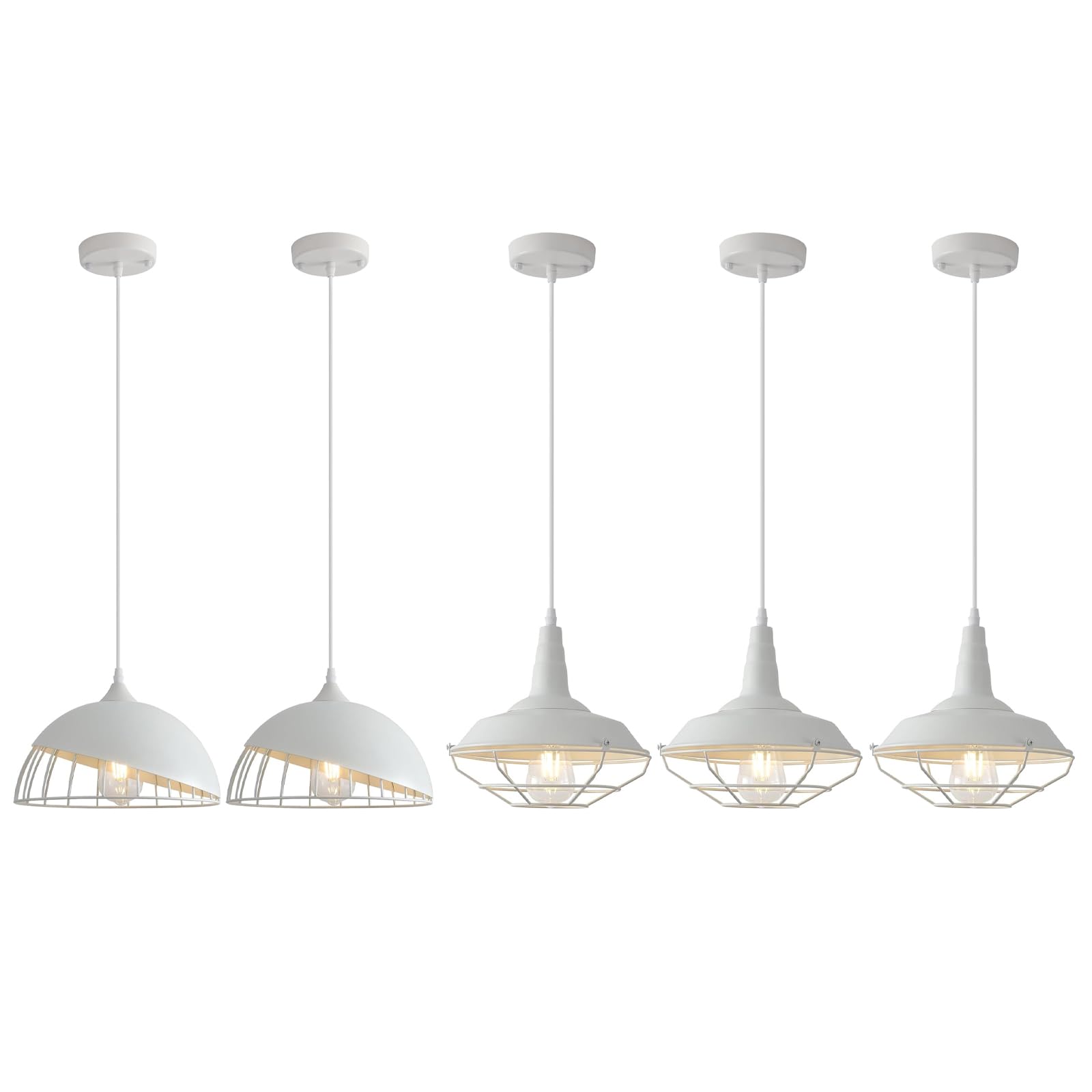 White Pendant Light, Kitchen Pendant Light, Farmhouse Pendant Light, Industrial Pedant Light, Black Pendant Lights Kitchen Island for Kitchen, Bar, Bedroom