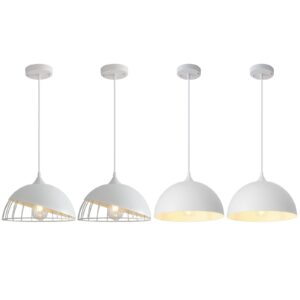 White Pendant Light, Kitchen Pendant Light, Farmhouse Pendant Light, Industrial Pedant Light, Black Pendant Lights Kitchen Island for Kitchen, Bar, Bedroom