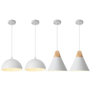 White Pendant Light, Kitchen Pendant Light, Farmhouse Pendant Light, Industrial Pedant Light, Black Pendant Lights Kitchen Island for Kitchen, Bar, Bedroom