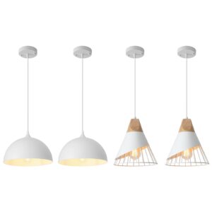 White Pendant Light, Kitchen Pendant Lights, Farmhouse Pendant Light, Industrial Pedant Light, Black Pendant Lights Kitchen Island for Kitchen, Bar, Bedroom