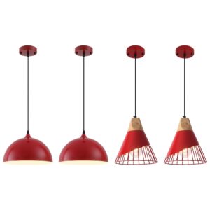 Red Pendant Light, Farmhouse Pendant Light, Kitchen Pendant Light, Industrial Pendant Light, Black Pendant Lights Kitchen Island for Kitchen, Bar, Bedroom