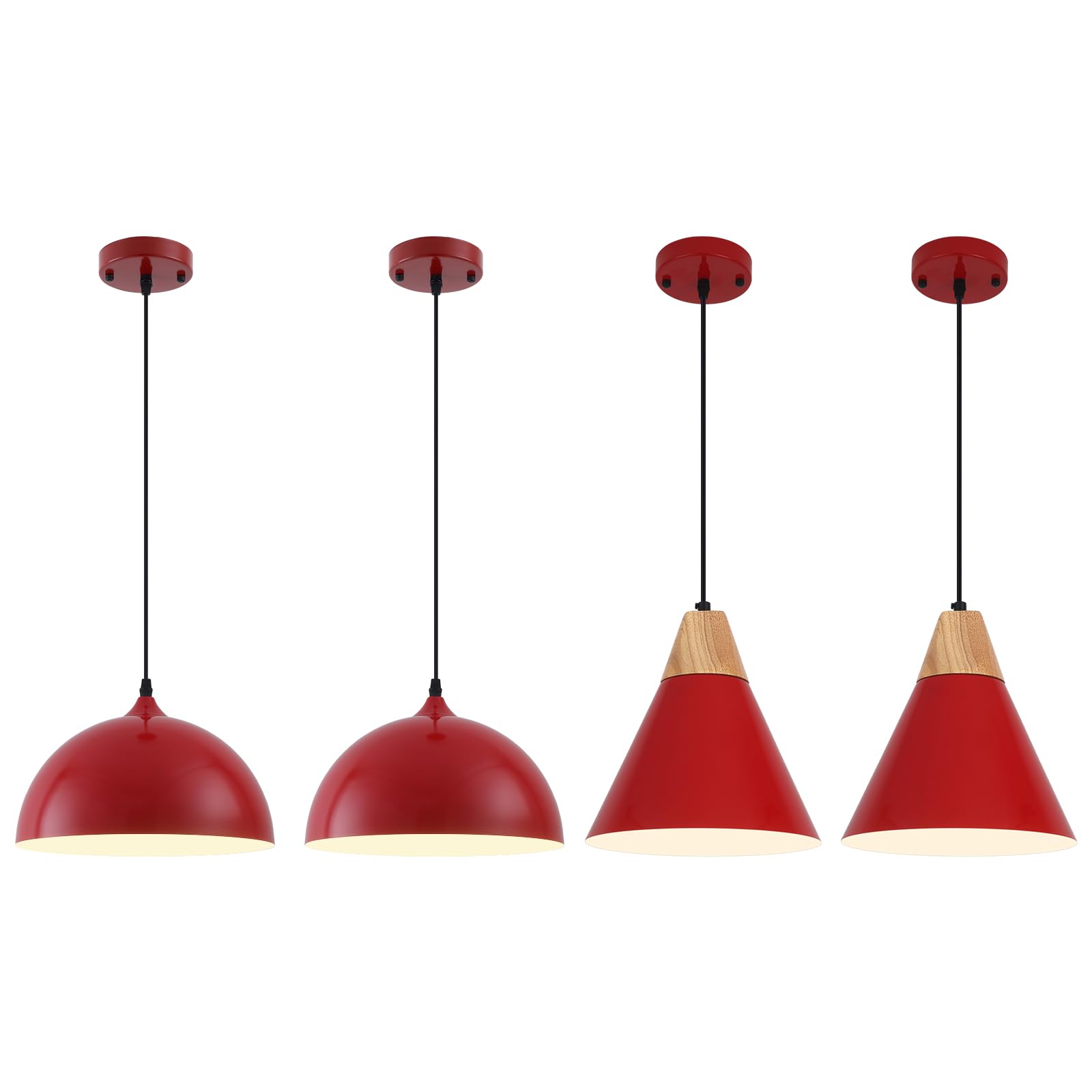 Red Pendant Light, Kitchen Pendant Light, Farmhouse Pendant Light, Industrial Pedant Light, Black Pendant Lights Kitchen Island for Kitchen, Bar, Bedroom