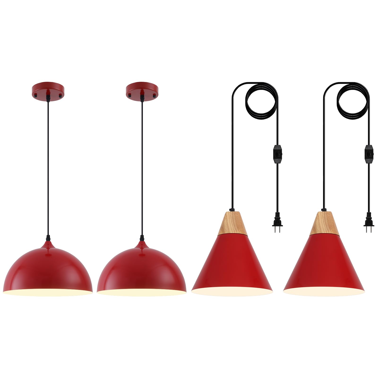 Red Pendant Light, Kitchen Pendant Light, Farmhouse Pendant Light, Industrial Pedant Light, Black Pendant Lights Kitchen Island for Kitchen, Bar, Bedroom