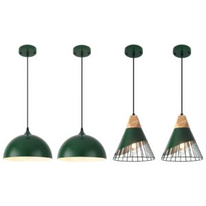 Green Pendant Light, Kitchen Light Fixtures,Dome Pendant Light,Pendant Light Kitchen Island for Living Room, Bedroom, Dinning Room, Office