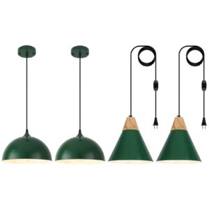 Green Pendant Light, Kitchen Pendant Light, Farmhouse Pendant Light, Industrial Pedant Light, Black Pendant Lights Kitchen Island for Kitchen, Bar, Bedroom