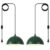 Green Plug in Pendant Light 2 Packs 11.8inch, Farmhouse Pendant Light, Kitchen Pendant Light, Pendant Lights Kitchen Island, Hanging Lights with Plug in Cord for Kitchen 14.7 ft