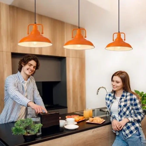 Orange Farmhouse Pendant Light 12.5 Inch 3-Pack
