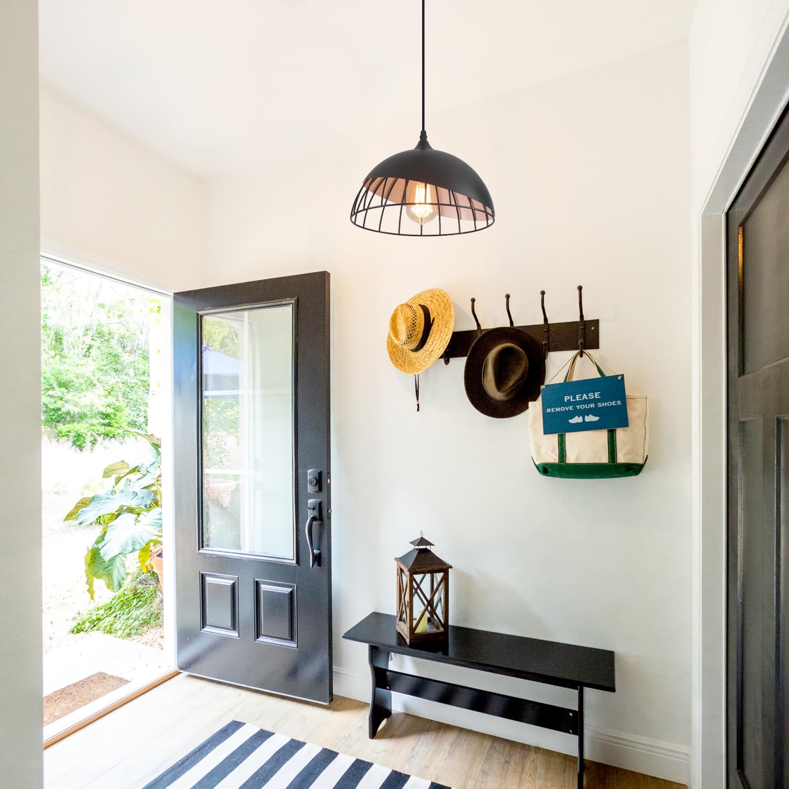 Black Pendant Light, 2 Packs 11.8inch Farmhouse Pendant Light, Modern Pendant Lights, Pendant Lights Kitchen Island for Living Room, Bar, Bedroom, Office - Image 4