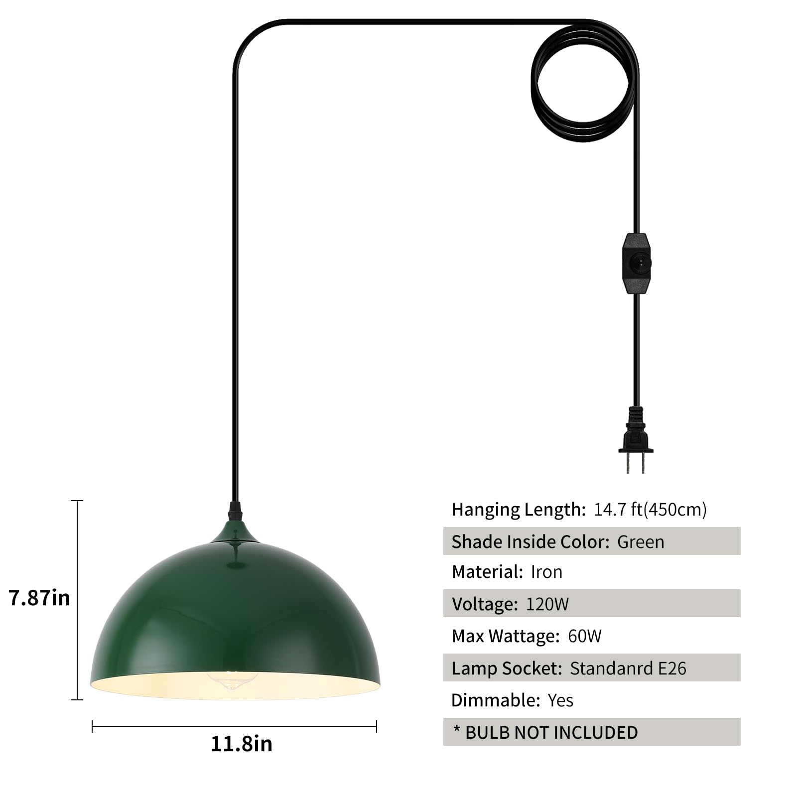 Green Kitchen Pendant Light, Farmhouse Pendant Light, Industrial Pendant Light,Farmhouse Pendant Lights Kitchen Island,Hanging Kitchen Lights for Kitchen, Bedroom, Office, Hallway - Image 3