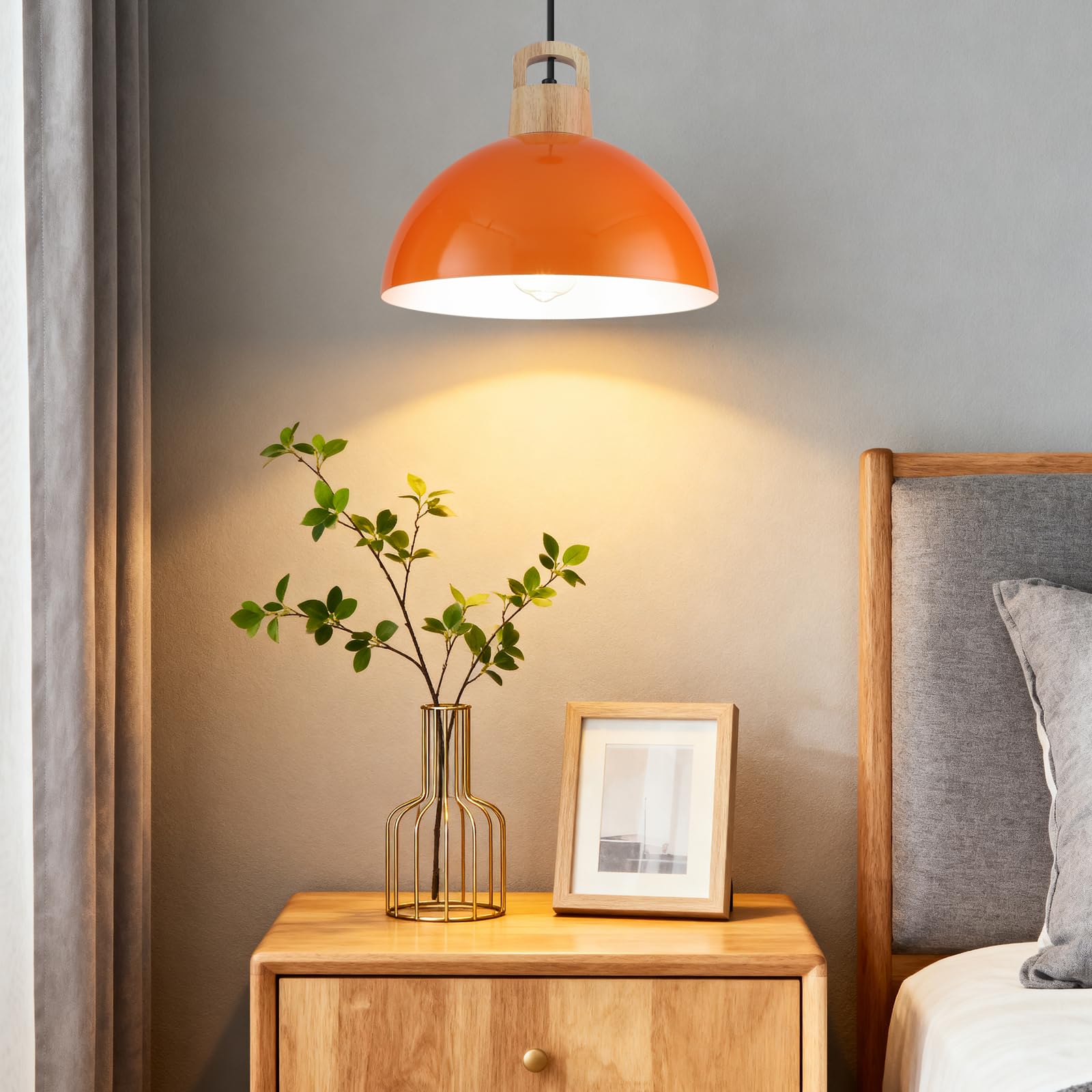 Modern Pendant Lights, 3 Packs 11.8inch Orange Pendant Light, Farmhouse Pendant Light, Kitchen Pendant Lighting, Pendant Lights Kitchen Island for Living Room, Bar, Bedroom, Office - Image 4