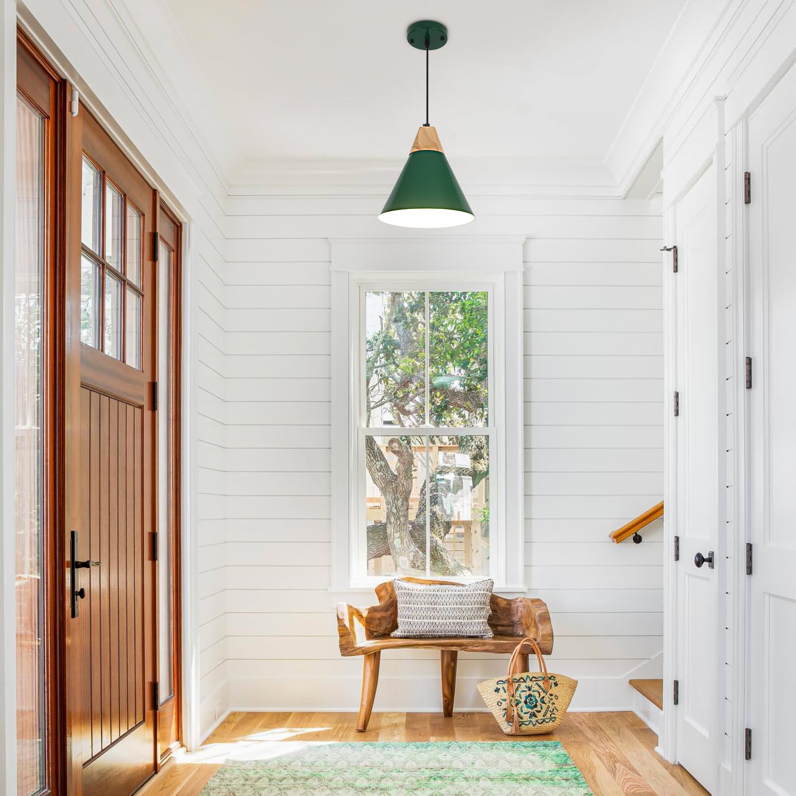 Farmhouse Pendant Light, Green Pendant Light 2 Packs 9.4inch, Kitchen Pendant Light, Industrial Pendant Light, Farmhouse Pendant Lights Kitchen Island for Kitchen, Bedroom, Bar - Image 4