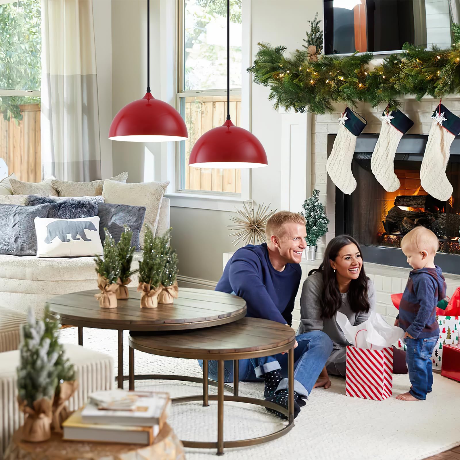 Red Pendant Light, Kitchen Pendant Light, Farmhouse Pendant Light, Industrial Pedant Light, Black Pendant Lights Kitchen Island for Kitchen, Bar, Bedroom - Image 4