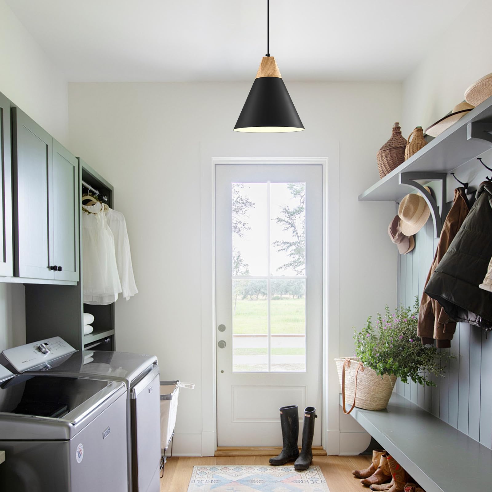 Black Pendant Light 3 Packs,9.4inches- Farmhouse Pendant Light, Kitchen Pendant Lights, Industrial Pendant Lighting, Kitchen Pendant Lights for Office, Bedroom, Living Room, Kitchen Island - Image 5