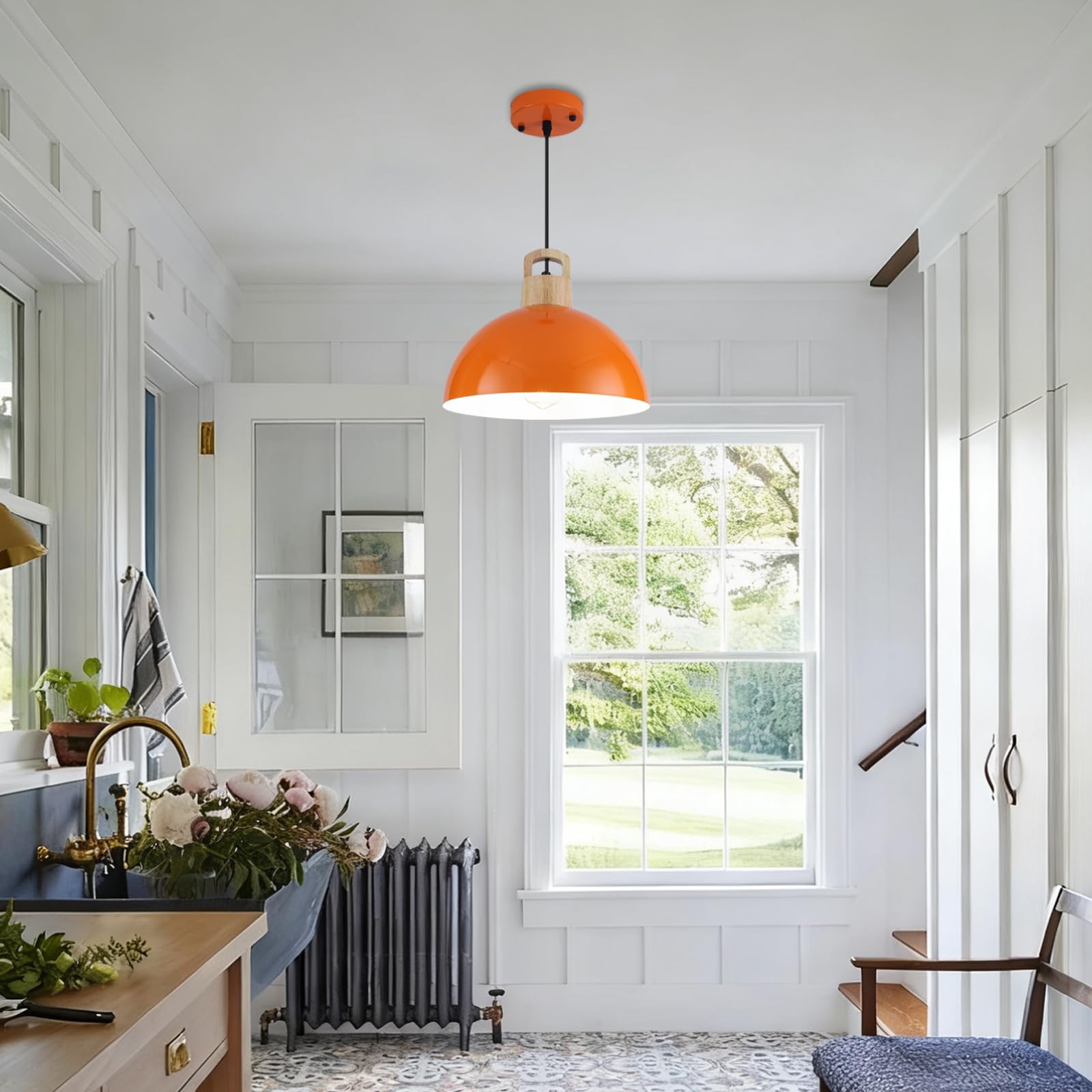 Modern Pendant Lights, 3 Packs 11.8inch Orange Pendant Light, Farmhouse Pendant Light, Kitchen Pendant Lighting, Pendant Lights Kitchen Island for Living Room, Bar, Bedroom, Office - Image 5