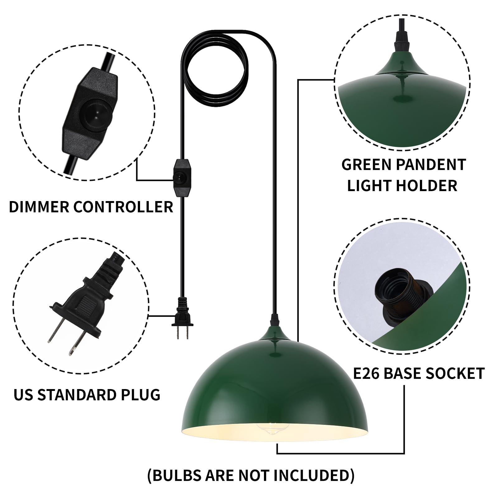 Green Kitchen Pendant Light, Farmhouse Pendant Light, Industrial Pendant Light,Farmhouse Pendant Lights Kitchen Island,Hanging Kitchen Lights for Kitchen, Bedroom, Office, Hallway - Image 5