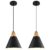 Black Pendant Light 2 Packs,9.4inches- Farmhouse Pendant Light, Modern Pendant Lights, Kitchen Pendant Lights for Office, Bedroom, Living Room, Kitchen Island