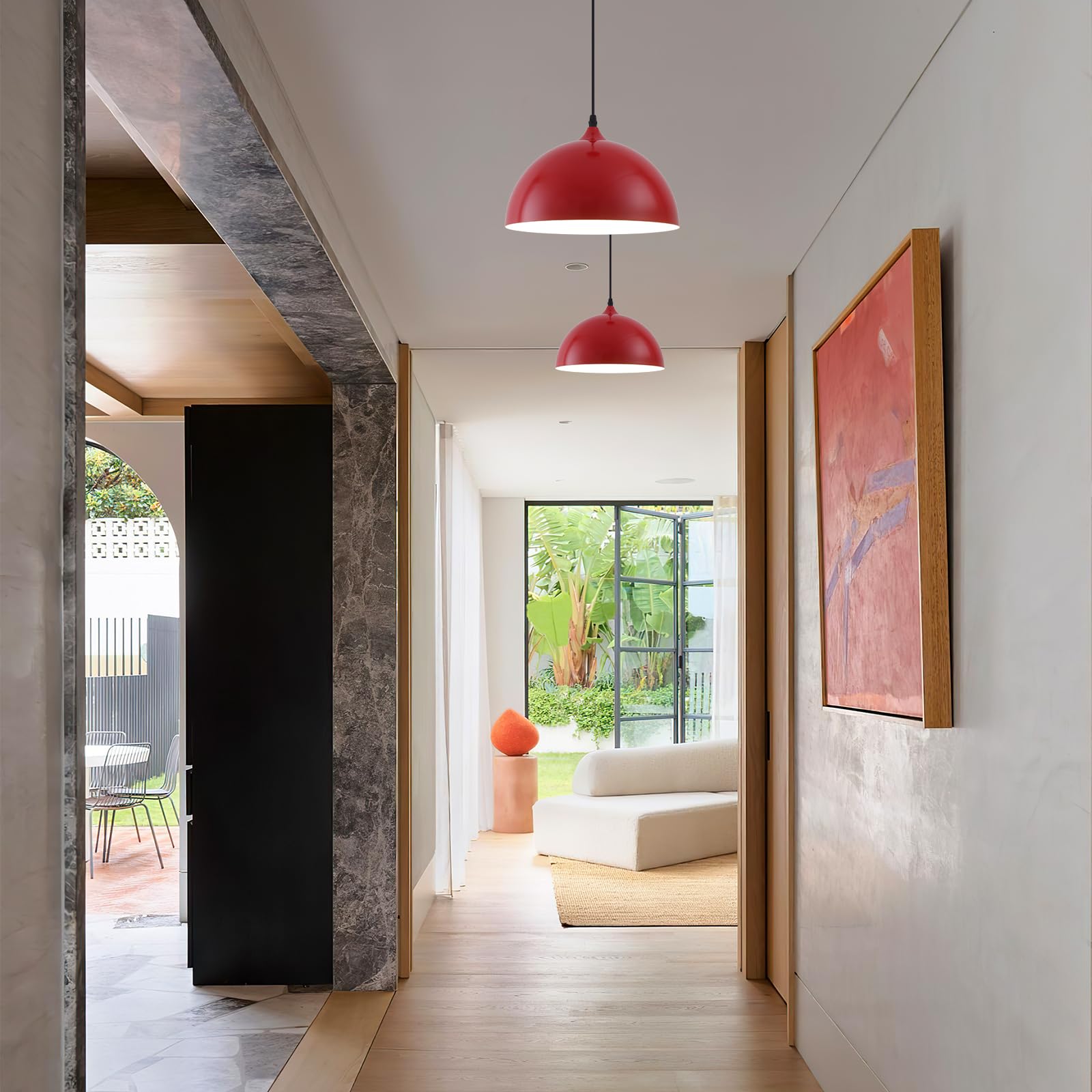 Red Pendant Light, Kitchen Pendant Light, Farmhouse Pendant Light, Industrial Pedant Light, Black Pendant Lights Kitchen Island for Kitchen, Bar, Bedroom - Image 6