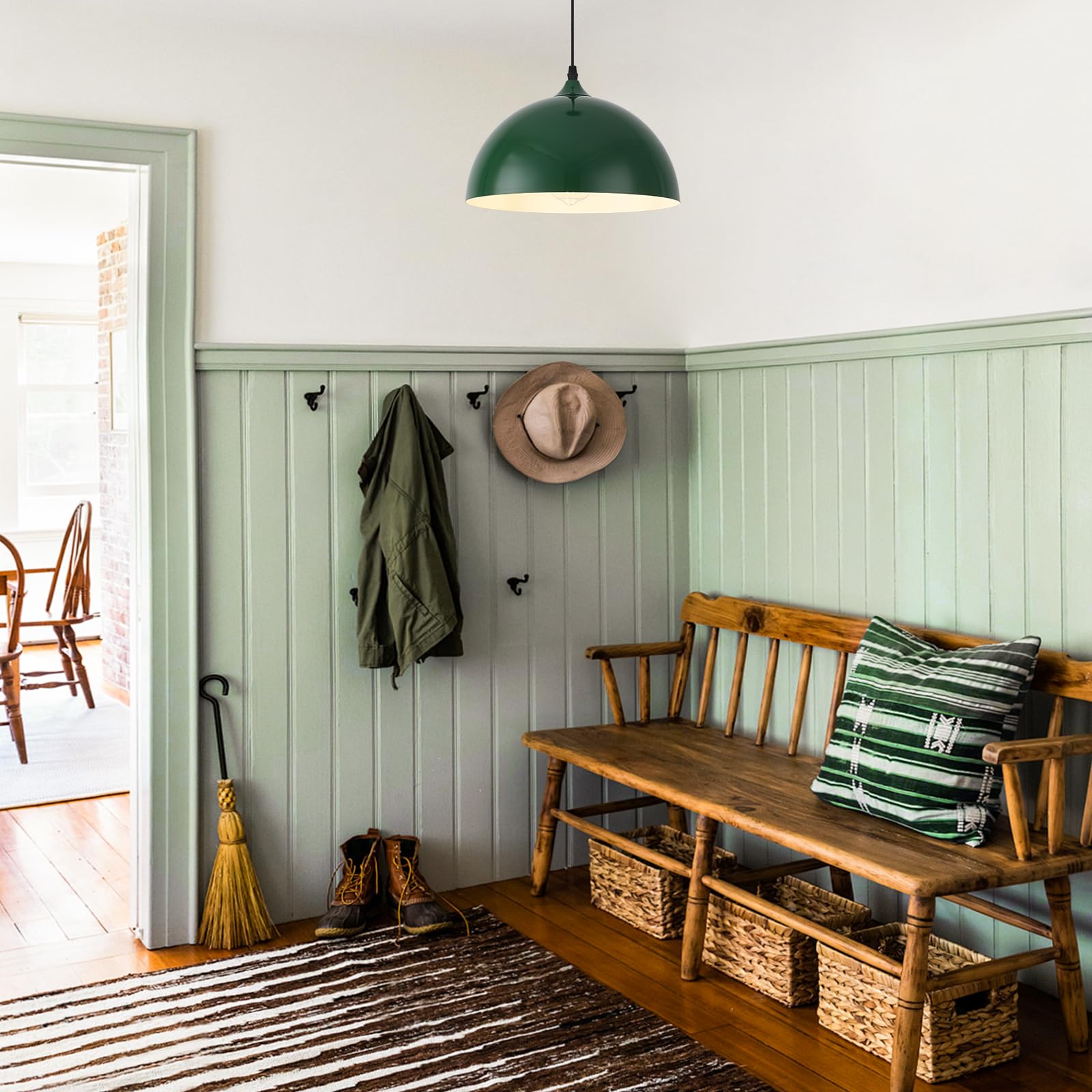 Green Pendant Light; Kitchen Pendant Light, Farmhouse Pendant Light, Industrial Pedant Light, Black Pendant Lights Kitchen Island for Kitchen, Bar, Bedroom - Image 6