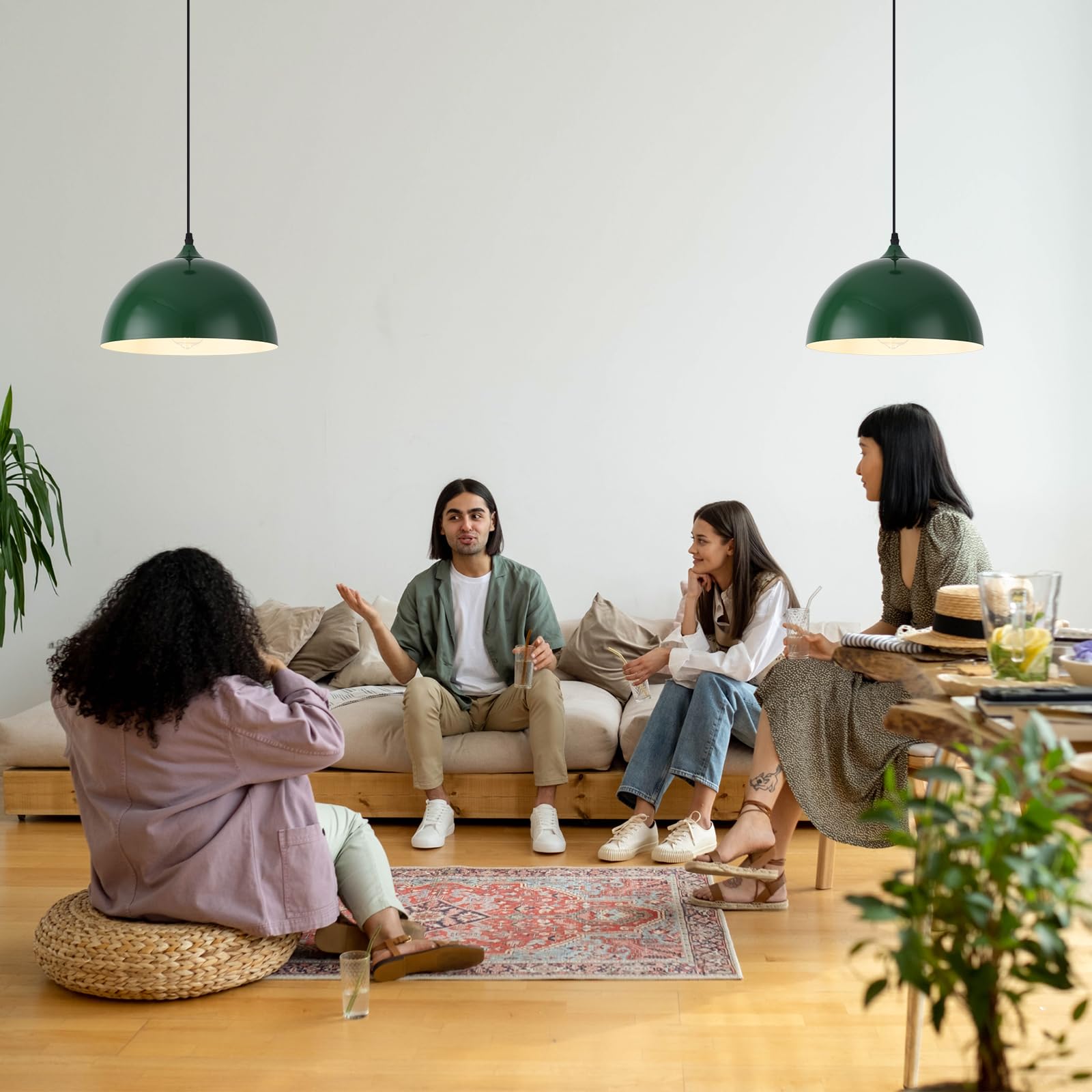 Green Kitchen Pendant Light, Farmhouse Pendant Light, Industrial Pendant Light,Farmhouse Pendant Lights Kitchen Island,Hanging Kitchen Lights for Kitchen, Bedroom, Office, Hallway - Image 6