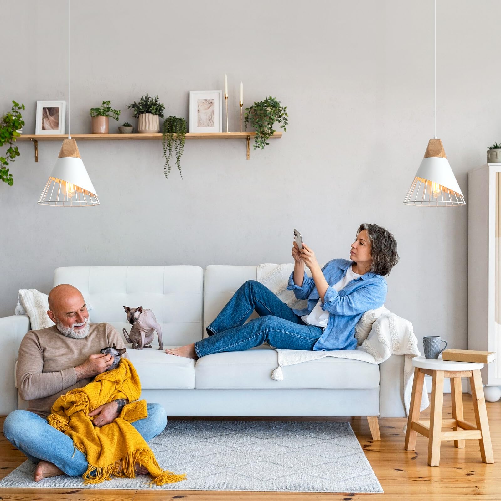White Pendant Light, Kitchen Pendant Light, Farmhouse Pendant Light, Industrial Pedant Light, Black Pendant Lights Kitchen Island for Kitchen, Bar, Bedroom - Image 7