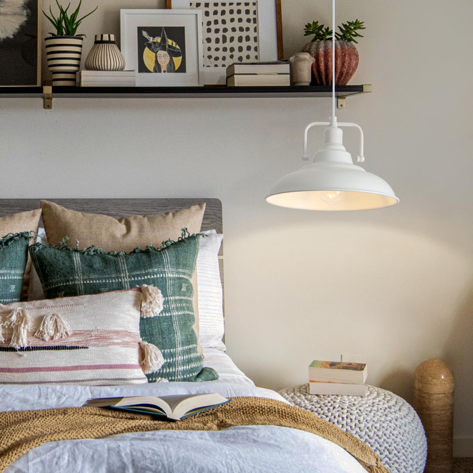 White Pendant Light, Kitchen Pendant Light, Farmhouse Pendant Light, Industrial Pedant Light, Black Pendant Lights Kitchen Island for Kitchen, Bar, Bedroom - Image 7