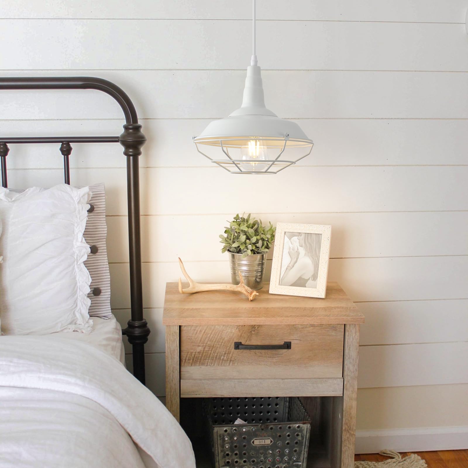 White Pendant Light, Kitchen Pendant Light, Farmhouse Pendant Light, Industrial Pedant Light, Black Pendant Lights Kitchen Island for Kitchen, Bar, Bedroom - Image 7