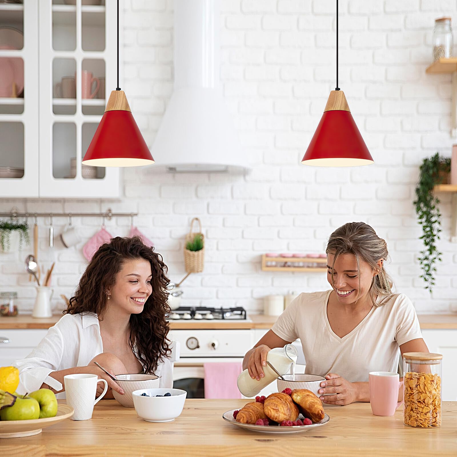 Red Pendant Light, Kitchen Pendant Light, Farmhouse Pendant Light, Industrial Pedant Light, Black Pendant Lights Kitchen Island for Kitchen, Bar, Bedroom - Image 7