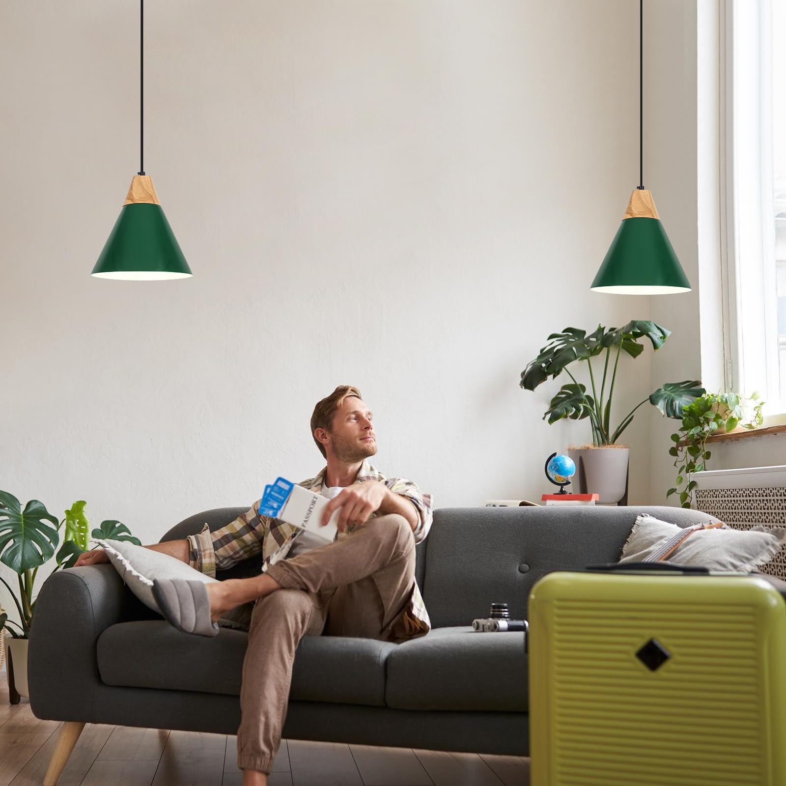 Green Pendant Light, Kitchen Pendant Light, Farmhouse Pendant Light, Industrial Pedant Light, Black Pendant Lights Kitchen Island for Kitchen, Bar, Bedroom - Image 8