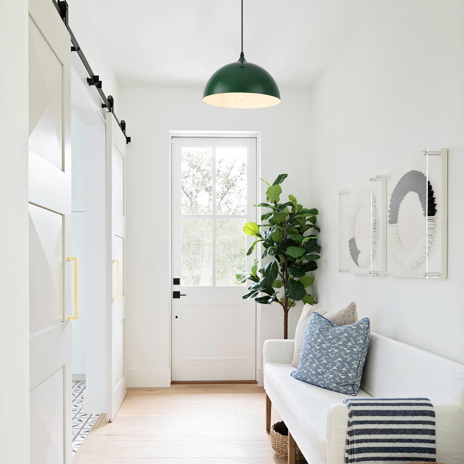 Green Kitchen Pendant Light, Farmhouse Pendant Light, Industrial Pendant Light,Farmhouse Pendant Lights Kitchen Island,Hanging Kitchen Lights for Kitchen, Bedroom, Office, Hallway - Image 9