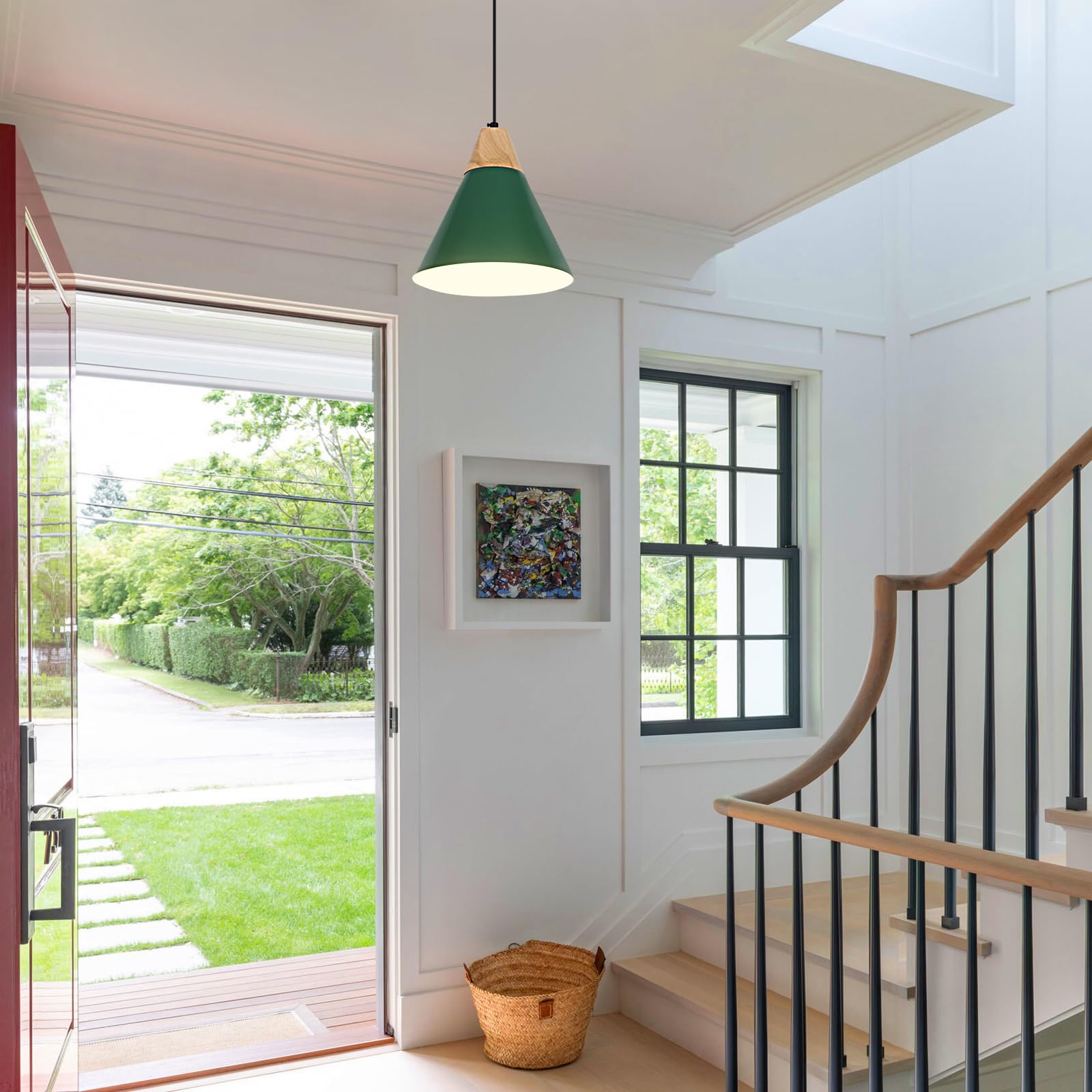 Green Pendant Light, Kitchen Pendant Light, Farmhouse Pendant Light, Industrial Pedant Light, Black Pendant Lights Kitchen Island for Kitchen, Bar, Bedroom - Image 9